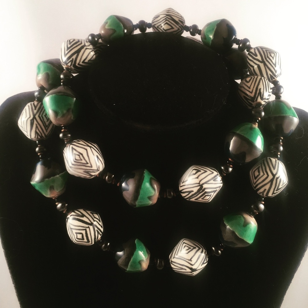 Geometric Ceramic beaded necklace